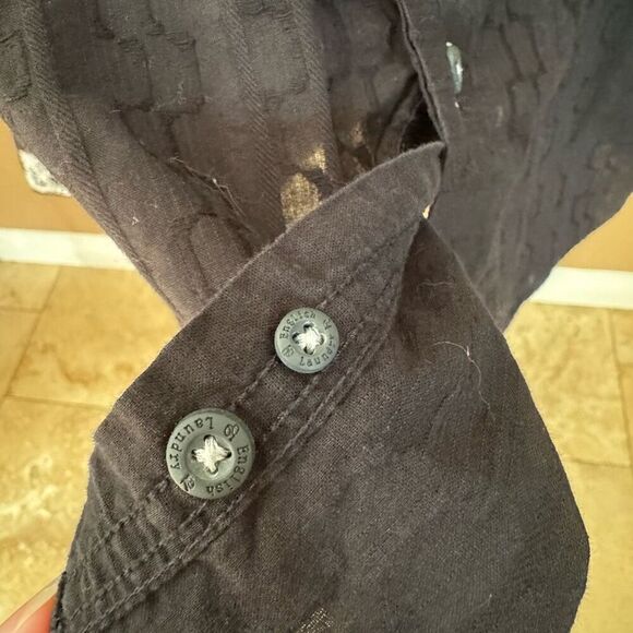 English Laundry Christopher Wicks L Embroidered Button Up Black White Hand Sewn - Picture 10 of 10